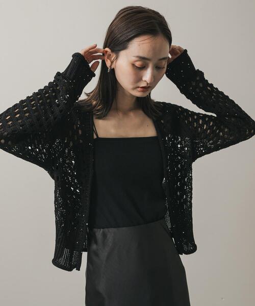 SENSE OF PLACE by URBAN RESEARCH（センスオブプレイスバイアーバンリサーチ）の「スパンコールメッシュカーディガン（カーディガン/ボレロ・レディース・ブラック/アイボリー/ブルー・ONE）」の13枚目の写真