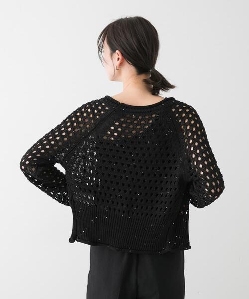 SENSE OF PLACE by URBAN RESEARCH（センスオブプレイスバイアーバンリサーチ）の「スパンコールメッシュカーディガン（カーディガン/ボレロ・レディース・ブラック/アイボリー/ブルー・ONE）」の17枚目の写真