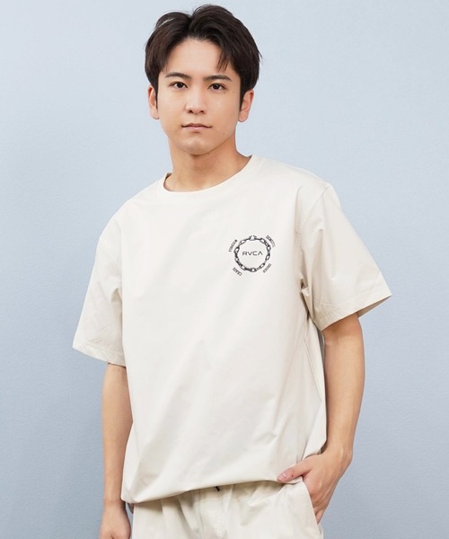 RVCA(ルーカ)の「RVCA/ルーカ ラッシュガード/水陸両用/ユーティリティー 半袖Tシャツ セットアップ対応 BF04A-P89(ラッシュガード・メンズ・ライトカーキ/ブラック・L/M/S)」の7枚目の写真