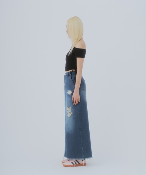 GAB GAB(ガブガブ)の「ダメージデニムスカート(デニムスカート・レディース・ブルー/インディゴブルー・SMALL/MEDIUM)」の12枚目の写真