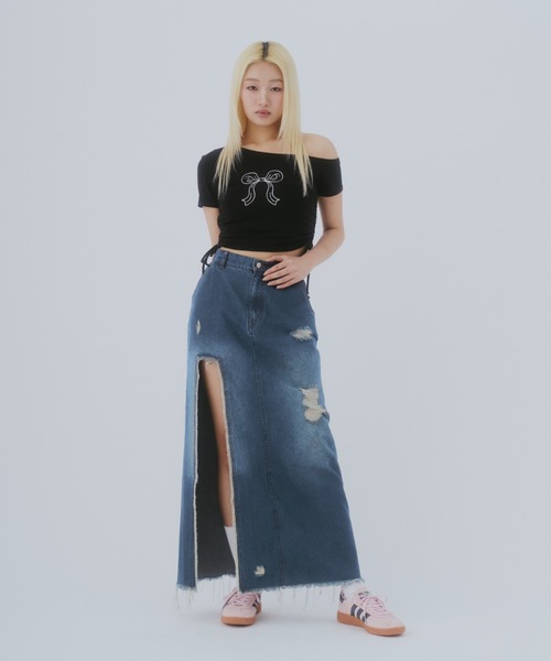 GAB GAB(ガブガブ)の「ダメージデニムスカート(デニムスカート・レディース・ブルー/インディゴブルー・SMALL/MEDIUM)」の14枚目の写真