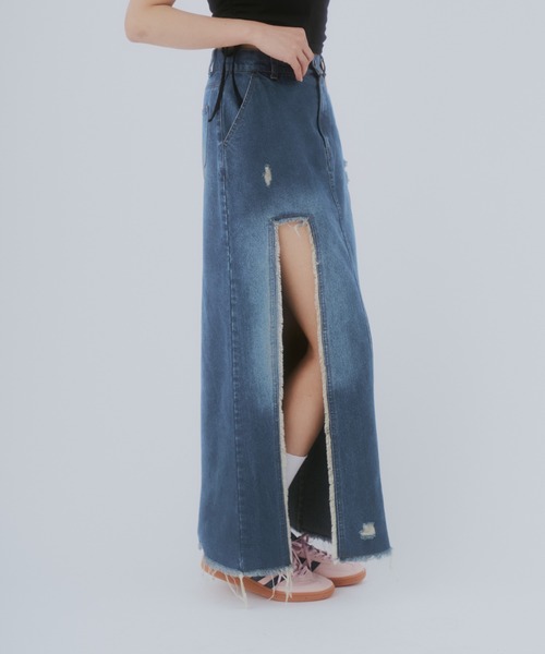 GAB GAB(ガブガブ)の「ダメージデニムスカート(デニムスカート・レディース・ブルー/インディゴブルー・SMALL/MEDIUM)」の19枚目の写真