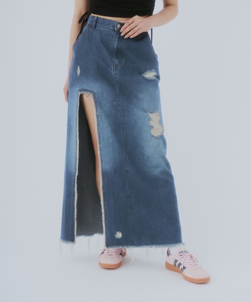 GAB GAB(ガブガブ)の「ダメージデニムスカート(デニムスカート・レディース・ブルー/インディゴブルー・SMALL/MEDIUM)」の18枚目の写真
