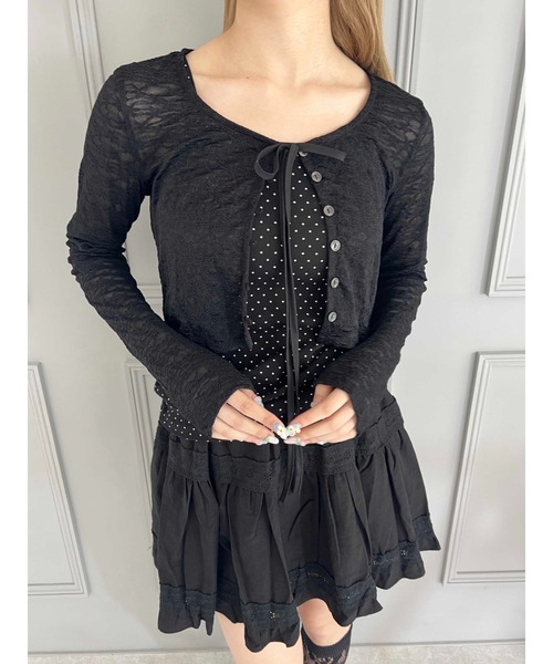 PHILLY（フィリー）の「【PHILLY】リボンレースカーディガン（カーディガン/ボレロ・レディース・ピンク/ブラック/アイボリー・FREE）」の10枚目の写真