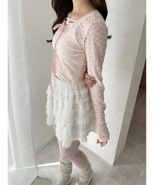 PHILLY（フィリー）の「【PHILLY】リボンレースカーディガン（カーディガン/ボレロ・レディース・ピンク/ブラック/アイボリー・FREE）」の18枚目の写真