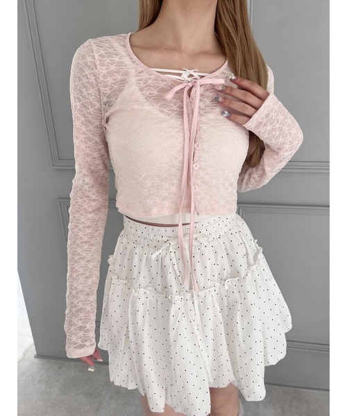 PHILLY（フィリー）の「【PHILLY】リボンレースカーディガン（カーディガン/ボレロ・レディース・ピンク/ブラック/アイボリー・FREE）」の15枚目の写真