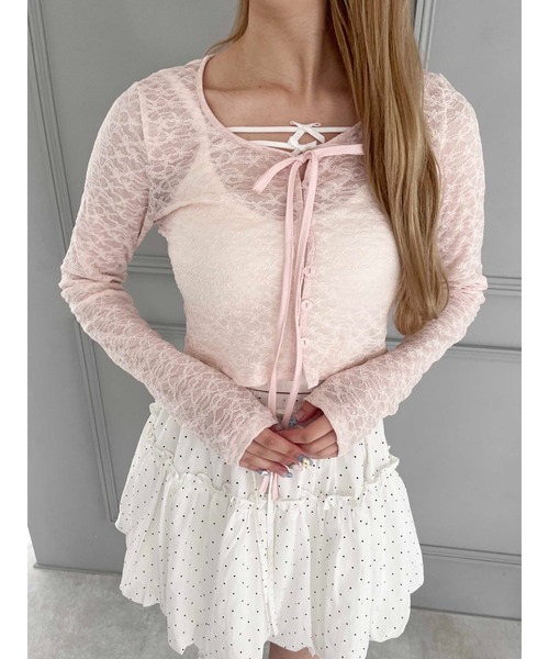 PHILLY（フィリー）の「【PHILLY】リボンレースカーディガン（カーディガン/ボレロ・レディース・ピンク/ブラック/アイボリー・FREE）」の16枚目の写真