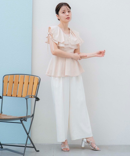 未使用■NOEL REUSSIR 裏地付き エンボス パンツ レディース 2 FINAL SALE☆ エンボスカーブパンツ レディース メール便不可