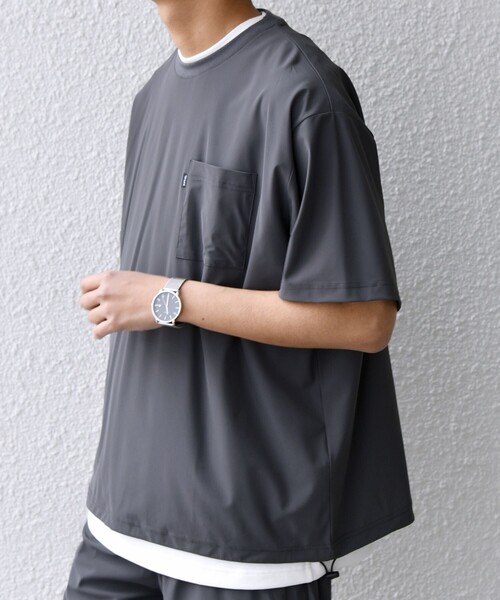 あめ　【接触冷感】あざらしワンポイントTシャツ&ロングパンツ kOhAKU接触冷感ねじりアシメTシャツ[品番：MITW0017269