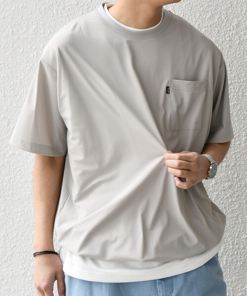 SHIPS any（シップス エニィ）の「【WEB限定】SHIPS any:〈接触冷感〉ストレッチ ナイロン リラックス Tシャツ(セットアップ対応)◇（Tシャツ/カットソー・メンズ・ダークグレー/ブラック/トップグレー・MEDIUM/LARGE/X-LARGE）」の3枚目の写真