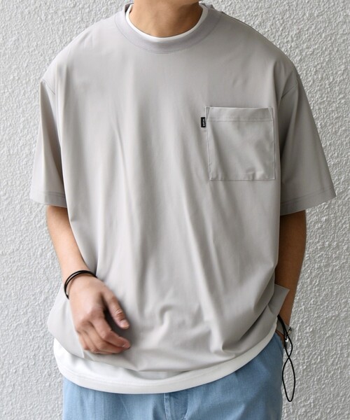 SHIPS any（シップス エニィ）の「【WEB限定】SHIPS any:〈接触冷感〉ストレッチ ナイロン リラックス Tシャツ(セットアップ対応)◇（Tシャツ/カットソー・メンズ・ダークグレー/ブラック/トップグレー・MEDIUM/LARGE/X-LARGE）」の6枚目の写真