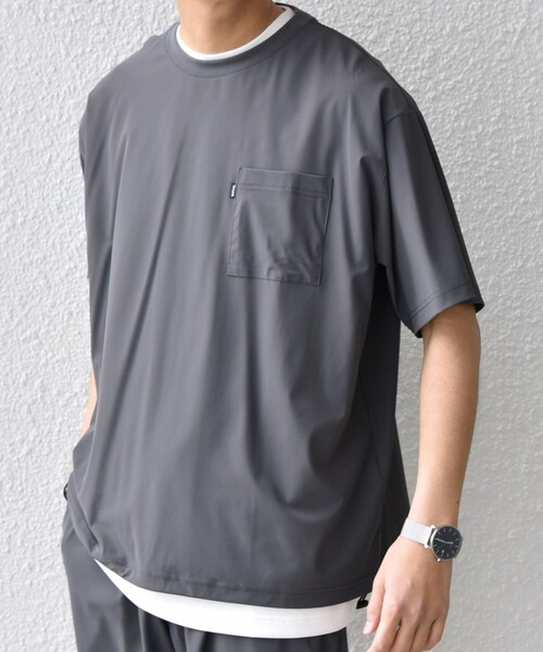 SHIPS any（シップス エニィ）の「【WEB限定】SHIPS any:〈接触冷感〉ストレッチ ナイロン リラックス Tシャツ(セットアップ対応)◇（Tシャツ/カットソー・メンズ・ダークグレー/ブラック/トップグレー・MEDIUM/LARGE/X-LARGE）」の12枚目の写真