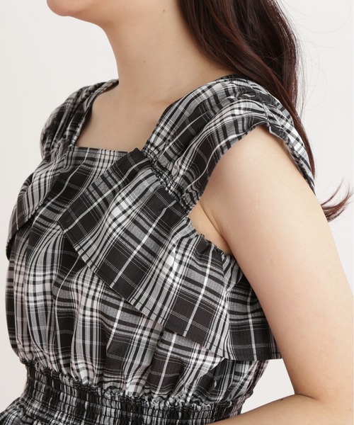 N.(N. Natural Beauty Basic)(エヌエヌナチュラルビューティーベーシック)の「チェックペプラムブラウス(シャツ/ブラウス・レディース・ブラウン/ブラック/オレンジ・MEDIUM)」の14枚目の写真