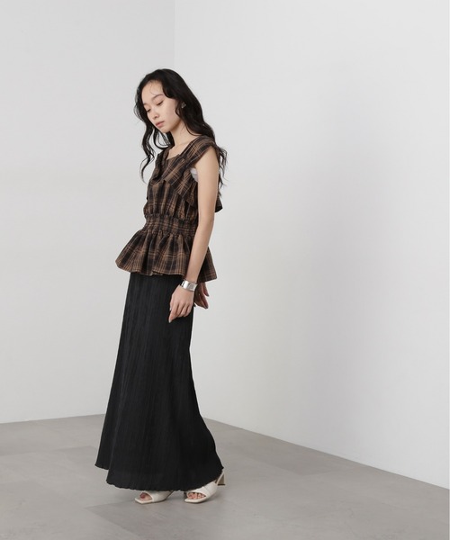 N.(N. Natural Beauty Basic)(エヌエヌナチュラルビューティーベーシック)の「チェックペプラムブラウス(シャツ/ブラウス・レディース・ブラウン/ブラック/オレンジ・MEDIUM)」の20枚目の写真