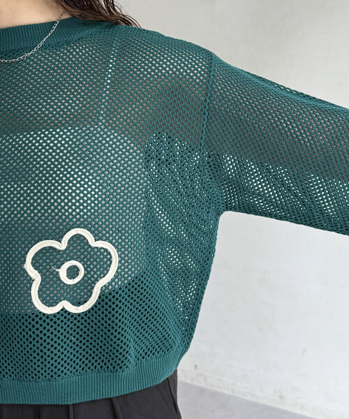 CPCM（シーピーシーエム）の「コード刺繍花柄メッシュニット（ニット/セーター・レディース・ブラウン/グリーン/オフホワイト/ブラック/ブルー・FREE）」の9枚目の写真