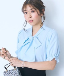 marun | ＜大きいサイズ＞ビジュー付リボンタイブラウス marun(シャツ/ブラウス)