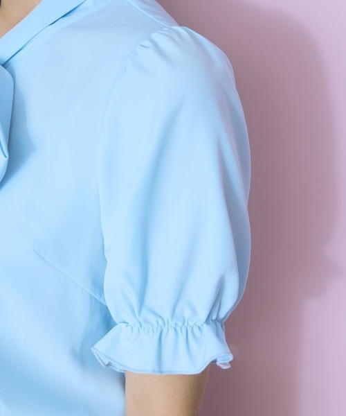 marun(マルン)の「<大きいサイズ>ビジュー付リボンタイブラウス marun(シャツ/ブラウス・レディース・サックスブルー/ピンク/ホワイト・LL/3L/4L/5L/L)」の20枚目の写真