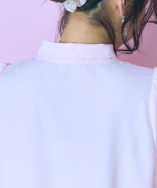 marun(マルン)の「<大きいサイズ>ビジュー付リボンタイブラウス marun(シャツ/ブラウス・レディース・サックスブルー/ピンク/ホワイト・LL/3L/4L/5L/L)」の12枚目の写真