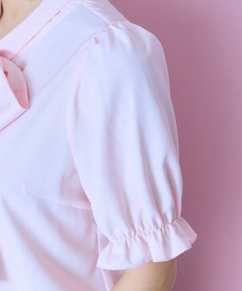 marun(マルン)の「<大きいサイズ>ビジュー付リボンタイブラウス marun(シャツ/ブラウス・レディース・サックスブルー/ピンク/ホワイト・LL/3L/4L/5L/L)」の13枚目の写真