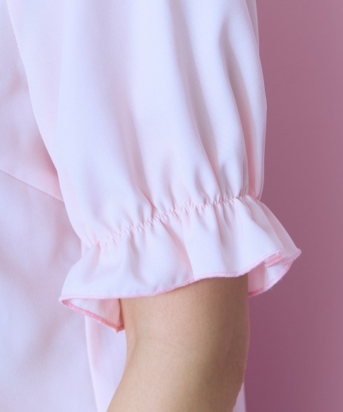 marun(マルン)の「<大きいサイズ>ビジュー付リボンタイブラウス marun(シャツ/ブラウス・レディース・サックスブルー/ピンク/ホワイト・LL/3L/4L/5L/L)」の14枚目の写真