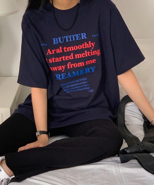 HEILIS(ヘイリス)の「ロゴプリントオーバーサイズTシャツ/ホワイト ネイビー オフ グラフィック 韓国 半袖 ビッグサイズ ユニセックス ノームコア シティガール シンプル カットソー(Tシャツ/カットソー・レディース・オフホワイト/ネイビー・FREE)」の14枚目の写真