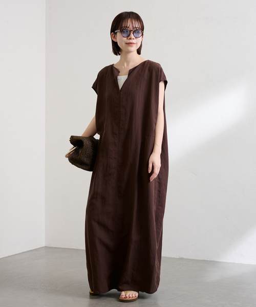 【美品】FRAMeWORK フィブリルポプリンサックワンピース レッド38 FRAMeWORK - FRAMeWORK フィブリルポプリンサックワンピース38
