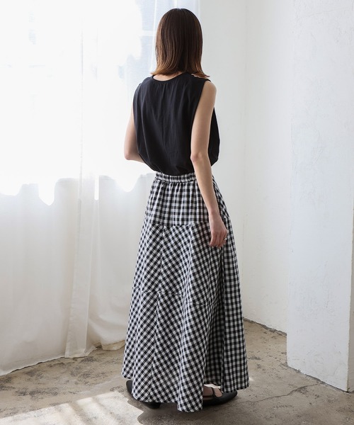 VitaFelice（ヴィータフェリーチェ）の「ギンガムチェック フレアスカート Aラインスカート ギンガムスカート（スカート・レディース・ブルー/ブラック/ブラウン・FREE）」の11枚目の写真