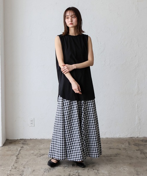 VitaFelice（ヴィータフェリーチェ）の「ギンガムチェック フレアスカート Aラインスカート ギンガムスカート（スカート・レディース・ブルー/ブラック/ブラウン・FREE）」の16枚目の写真