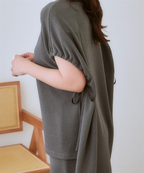 nissen（ニッセン）の「ふくれジャガードセットアップ(袖口リボントップス＋タイトスカート)（Tシャツ/カットソー・レディース・モカ/カーキ/ブラック/チャコールグレー・3L/S/LL/L/M）」の14枚目の写真