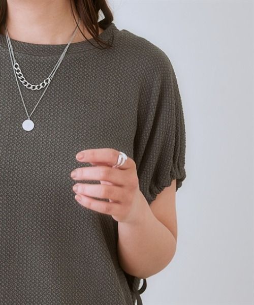 nissen（ニッセン）の「ふくれジャガードセットアップ(袖口リボントップス＋タイトスカート)（Tシャツ/カットソー・レディース・モカ/カーキ/ブラック/チャコールグレー・3L/S/LL/L/M）」の15枚目の写真
