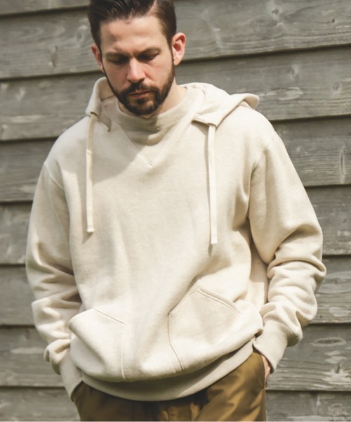 MR.OLIVE（ミスターオリーブ）の「FRENCH TERRY RAFFY COTTON / AFTER HOODED SHIRT（パーカー・メンズ・杢グレー/オートミール・MEDIUM/LARGE）」の2枚目の写真