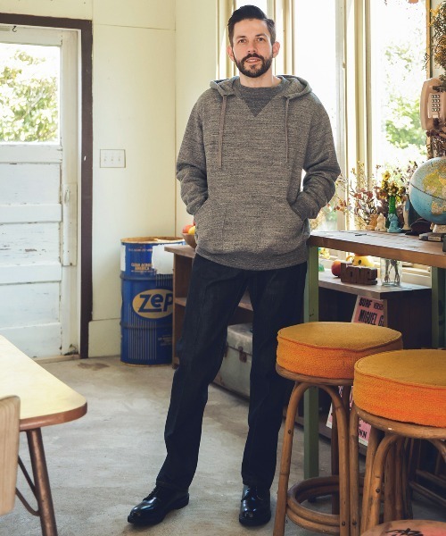 MR.OLIVE（ミスターオリーブ）の「FRENCH TERRY RAFFY COTTON / AFTER HOODED SHIRT（パーカー・メンズ・杢グレー/オートミール・MEDIUM/LARGE）」の15枚目の写真