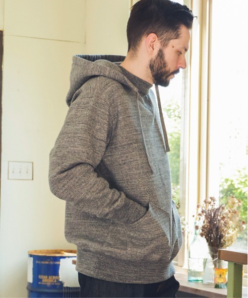 MR.OLIVE（ミスターオリーブ）の「FRENCH TERRY RAFFY COTTON / AFTER HOODED SHIRT（パーカー・メンズ・杢グレー/オートミール・MEDIUM/LARGE）」の14枚目の写真