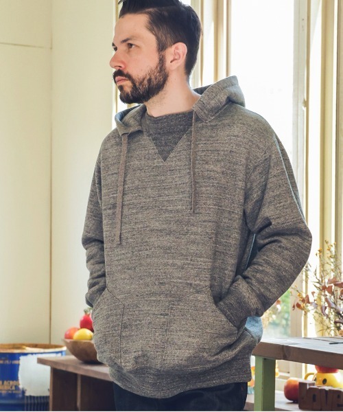 MR.OLIVE（ミスターオリーブ）の「FRENCH TERRY RAFFY COTTON / AFTER HOODED SHIRT（パーカー・メンズ・杢グレー/オートミール・MEDIUM/LARGE）」の12枚目の写真