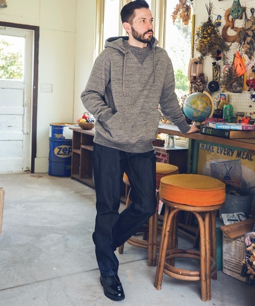 MR.OLIVE（ミスターオリーブ）の「FRENCH TERRY RAFFY COTTON / AFTER HOODED SHIRT（パーカー・メンズ・杢グレー/オートミール・MEDIUM/LARGE）」の11枚目の写真