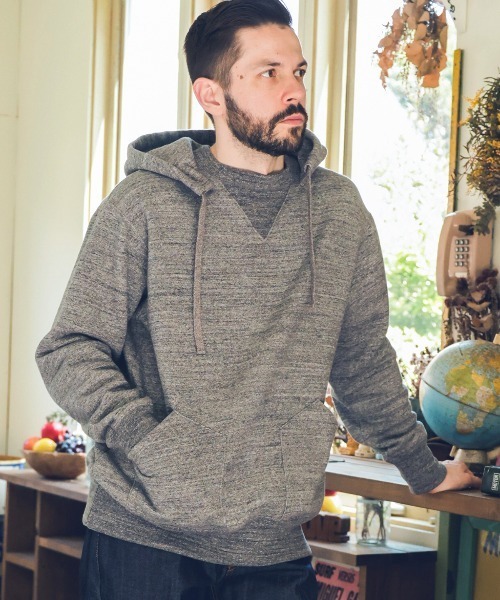 MR.OLIVE（ミスターオリーブ）の「FRENCH TERRY RAFFY COTTON / AFTER HOODED SHIRT（パーカー・メンズ・杢グレー/オートミール・MEDIUM/LARGE）」の10枚目の写真