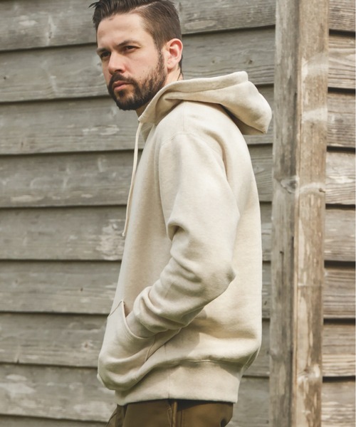 MR.OLIVE（ミスターオリーブ）の「FRENCH TERRY RAFFY COTTON / AFTER HOODED SHIRT（パーカー・メンズ・杢グレー/オートミール・MEDIUM/LARGE）」の8枚目の写真