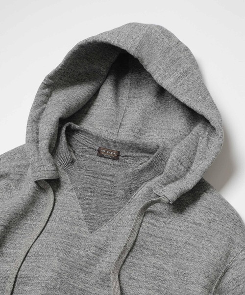 MR.OLIVE（ミスターオリーブ）の「FRENCH TERRY RAFFY COTTON / AFTER HOODED SHIRT（パーカー・メンズ・杢グレー/オートミール・MEDIUM/LARGE）」の5枚目の写真