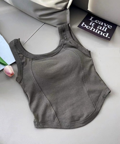 Lace Ladies(レースレディース)の「Uネック ラウンドカット コンパクト カップ付き タンクトップ(タンクトップ・レディース・グリーン/ホワイト/グレイッシュベージュ/ブラック/グレー・FREE)」の22枚目の写真