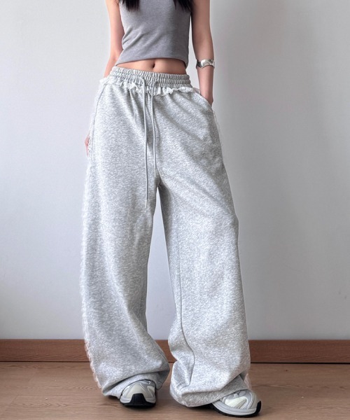 mushwear(マッシュウェア)の「レースラインワイドスウェットパンツ(スウェットパンツ・レディース・グレー/ネイビー・MEDIUM/SMALL/LARGE)」の4枚目の写真
