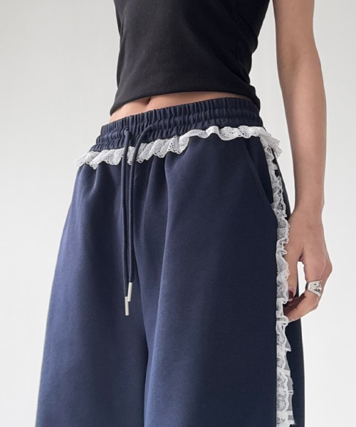 mushwear(マッシュウェア)の「レースラインワイドスウェットパンツ(スウェットパンツ・レディース・グレー/ネイビー・MEDIUM/SMALL/LARGE)」の11枚目の写真