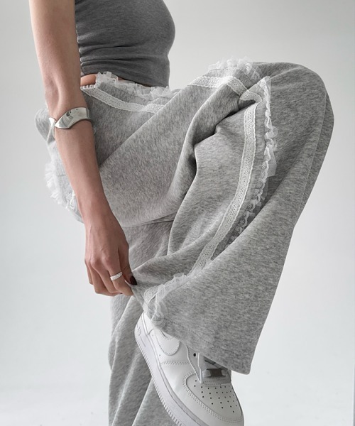 mushwear(マッシュウェア)の「レースラインワイドスウェットパンツ(スウェットパンツ・レディース・グレー/ネイビー・MEDIUM/SMALL/LARGE)」の10枚目の写真
