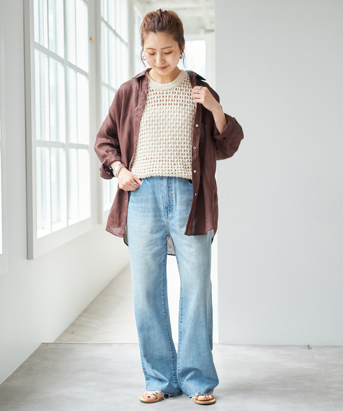 25ss極美品✨ スピックアンドスパン 80リネンカシュクールビッグシャツ 黄色 Spick & Span（スピックアンドスパン）の「80リネンカシュクール