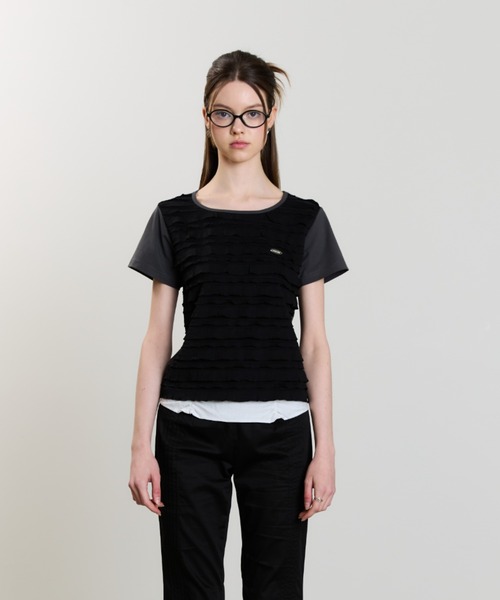 LUVISTRUE(ラヴイズトゥルー)の「SM FRILL TEE(Tシャツ/カットソー・レディース・ネイビー/ブラック・FREE)」の8枚目の写真