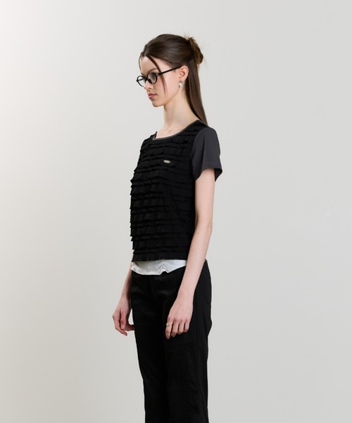 LUVISTRUE(ラヴイズトゥルー)の「SM FRILL TEE(Tシャツ/カットソー・レディース・ネイビー/ブラック・FREE)」の9枚目の写真