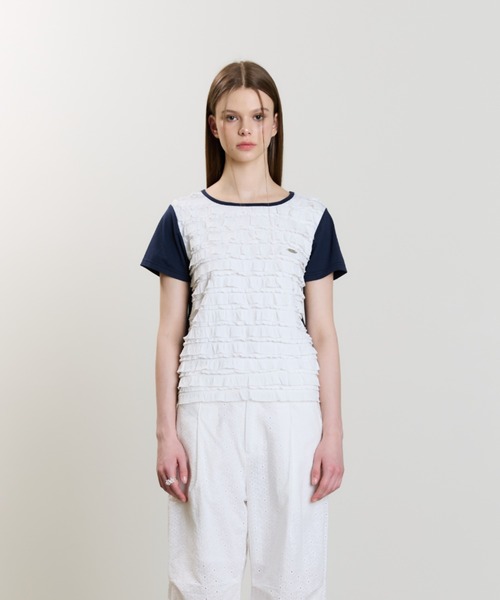 LUVISTRUE(ラヴイズトゥルー)の「SM FRILL TEE(Tシャツ/カットソー・レディース・ネイビー/ブラック・FREE)」の11枚目の写真