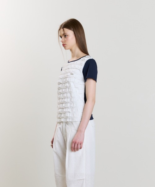 LUVISTRUE(ラヴイズトゥルー)の「SM FRILL TEE(Tシャツ/カットソー・レディース・ネイビー/ブラック・FREE)」の12枚目の写真