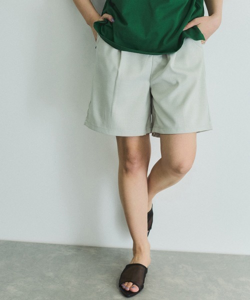 VICKY（ビッキー）の「ヘザーエステルハーフパンツ≪手洗い可能≫（その他パンツ・レディース・ブラック/オフホワイト/ブラウン・M）」の2枚目の写真