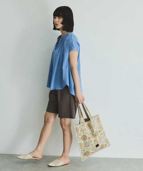 VICKY（ビッキー）の「ヘザーエステルハーフパンツ≪手洗い可能≫（その他パンツ・レディース・ブラック/オフホワイト/ブラウン・M）」の5枚目の写真