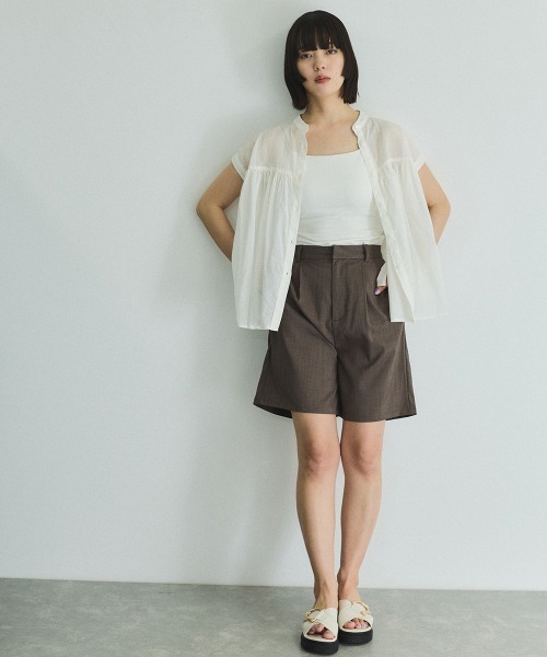 VICKY（ビッキー）の「ヘザーエステルハーフパンツ≪手洗い可能≫（その他パンツ・レディース・ブラック/オフホワイト/ブラウン・M）」の14枚目の写真